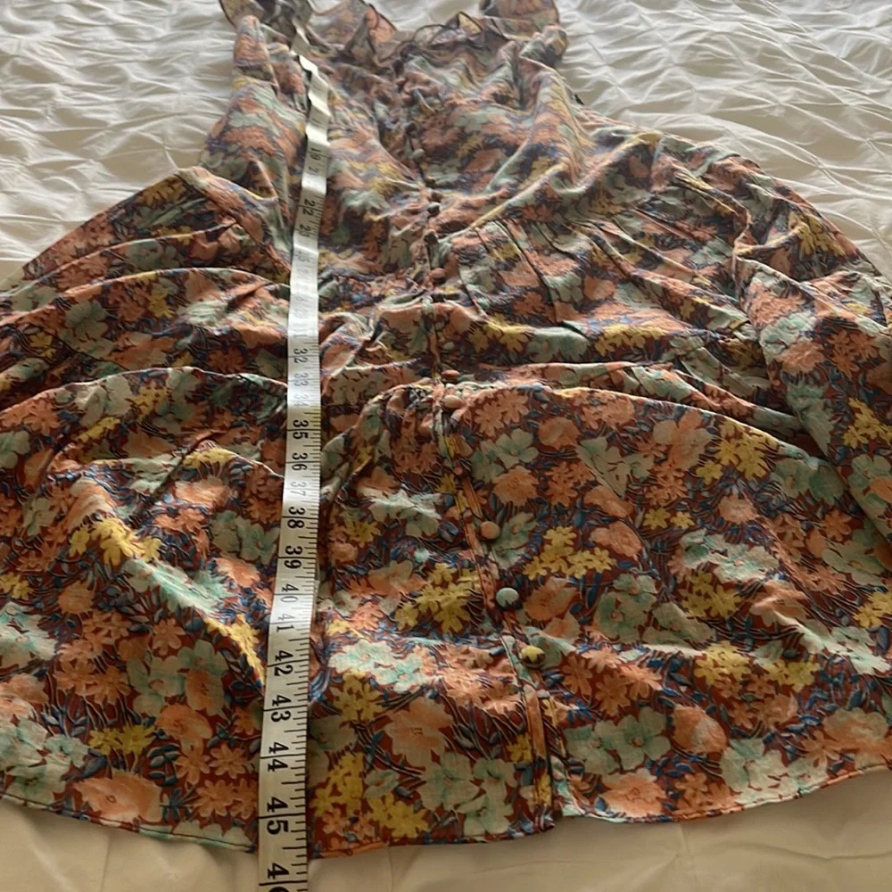 Veronica Beard Malgosia Floral-Print Button-Front‎ Ruffle cottage Midi Dress